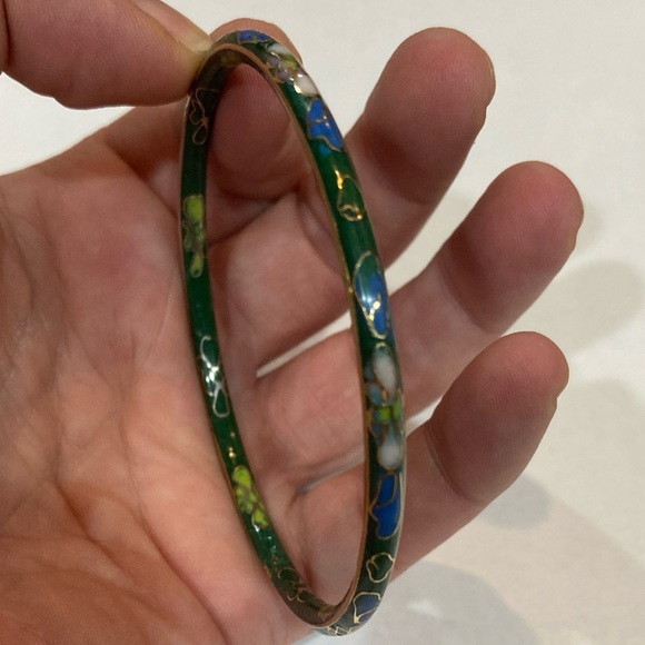 Vintage Cloisonné Bracelet Green Yellow Blue Eggshell Good Condition Rare - Picture 8 of 10